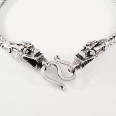 925 HANDMADE DRAGON HEAD STERLING SILVER ROPE LINK CHAIN MEN'S BRACELET 3.50MM.