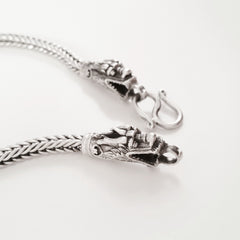 925 HANDMADE DRAGON HEAD STERLING SILVER ROPE LINK CHAIN MEN'S BRACELET 3.50MM.