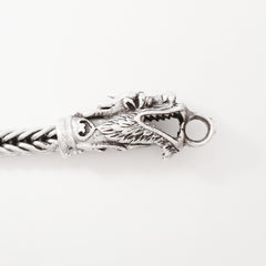 925 HANDMADE DRAGON HEAD STERLING SILVER ROPE LINK CHAIN MEN'S BRACELET 3.50MM.