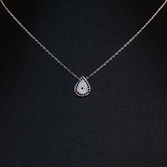 925 STERLING SILVER NECKLACE WITH EVIL EYE PENDANT SET IN SPARKLING CRYSTALS.