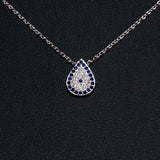 925 STERLING SILVER NECKLACE WITH EVIL EYE PENDANT SET IN SPARKLING CRYSTALS.