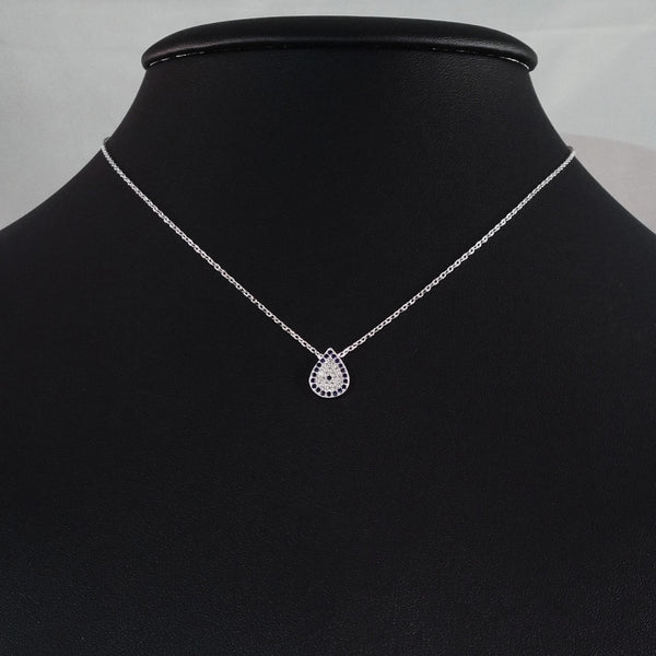 925 STERLING SILVER NECKLACE WITH EVIL EYE PENDANT SET IN SPARKLING CRYSTALS.