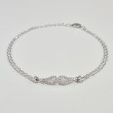 925 STERLING SILVER BRACELET WITH ANGEL WINGS CHARM PAVED WITH  SPARKLING CZ CRYSTALS.
