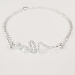 925 STERLING SILVER BRACELET WITH SNAKE CHARM PAVED WITH  SPARKLING CZ CRYSTALS.