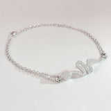 925 STERLING SILVER BRACELET WITH SNAKE CHARM PAVED WITH  SPARKLING CZ CRYSTALS.
