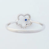 9K SOLID WHITE GOLD 0.05CT NATURAL SAPPHIRE RING WITH 28 DIAMONDS.