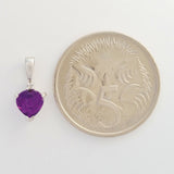 9K SOLID WHITE GOLD 0.50CT NATURAL AMETHYST AND DIAMOND PENDANT.
