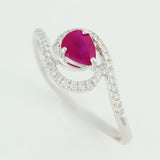 9K SOLID WHITE GOLD 0.40CT NATURAL RUBY RING WITH 34 DIAMONDS.