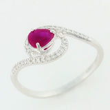 9K SOLID WHITE GOLD 0.40CT NATURAL RUBY RING WITH 34 DIAMONDS.