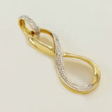9K SOLID GOLD 0.02CT INFINITY ETERNITY PENDANT WITH 4 DIAMONDS.