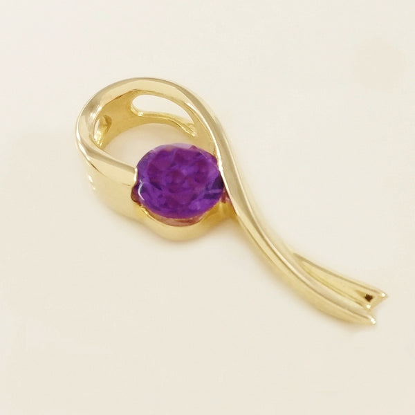 9K SOLID GOLD 0.23CT PURPLE AMETHYST PENDANT.