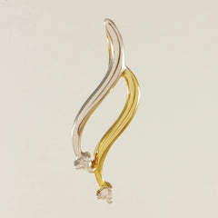 9K SOLID YELLOW AND WHITE GOLD PENDANT WITH TWO DIAMONDS.
