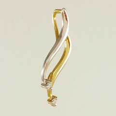 9K SOLID YELLOW AND WHITE GOLD PENDANT WITH TWO DIAMONDS.