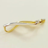 9K SOLID YELLOW AND WHITE GOLD PENDANT WITH TWO DIAMONDS.