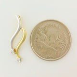 9K SOLID YELLOW AND WHITE GOLD PENDANT WITH TWO DIAMONDS.