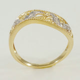 9K SOLID GOLD FILIGREE VINTAGE STYLE RING WITH 8 DIAMONDS.