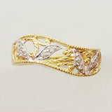 9K SOLID GOLD FILIGREE VINTAGE STYLE RING WITH 8 DIAMONDS.