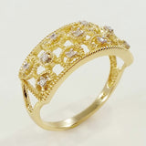 9K SOLID GOLD ART DECO INSPIRED ANTIQUE STYLE RING WITH 11 DIAMONDS.