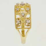 9K SOLID GOLD ART DECO INSPIRED ANTIQUE STYLE RING WITH 11 DIAMONDS.