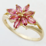 9K SOLID YELLOW GOLD 0.65CT NATURAL PINK TOURMALINE CLUSTER RING.