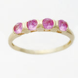 9K SOLID YELLOW GOLD 0.50CT NATURAL PINK SAPPHIRE 4 STONE RING.