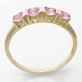 9K SOLID YELLOW GOLD 0.50CT NATURAL PINK SAPPHIRE 4 STONE RING.