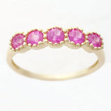 9K SOLID YELLOW GOLD 0.65CT NATURAL PINK TOURMALINE 5 STONE RING.
