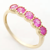 9K SOLID YELLOW GOLD 0.65CT NATURAL PINK TOURMALINE 5 STONE RING.