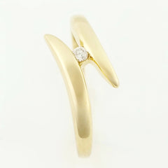 9K SOLID 0.03CT BYPASS DESIGN DIAMOND SOLITAIRE RING.