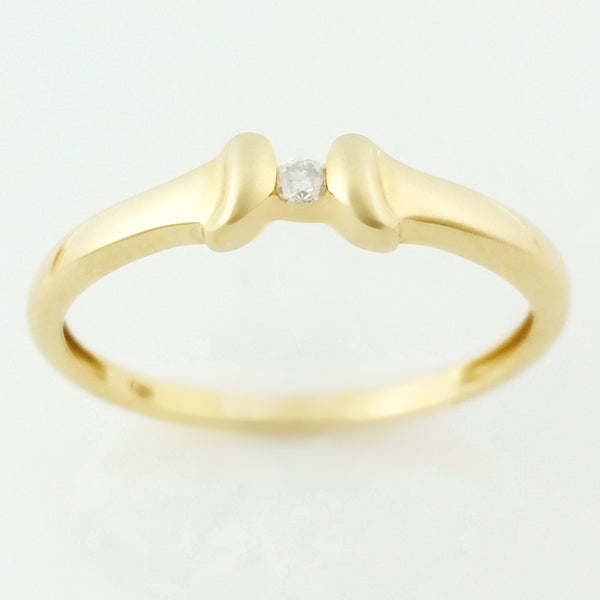 9K SOLID GOLD 0.02CT BRILLIANT CUT DIAMOND SOLITAIRE PROMISE RING.