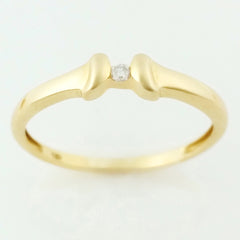 9K SOLID GOLD 0.02CT BRILLIANT CUT DIAMOND SOLITAIRE PROMISE RING.