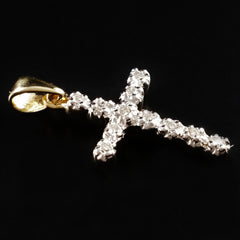 9K SOLID GOLD CROSS PENDANT WITH 11 DIAMONDS.