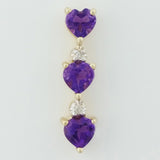 9K SOLID GOLD 0.70CT NATURAL AMETHYST PENDANT WITH 2 DIAMONDS.