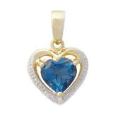 9K SOLID GOLD 1.20CT LONDON BLUE TOPAZ AND DIAMOND PENDANT.