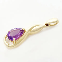 9K SOLID GOLD 0.35CT NATURAL PURPLE AMETHYST PENDANT.