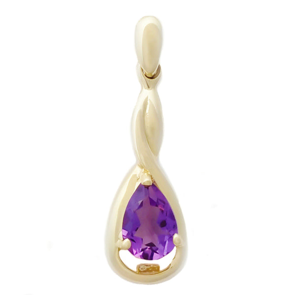 9K SOLID GOLD 0.35CT NATURAL PURPLE AMETHYST PENDANT.