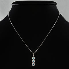 925 STERLING SILVER NECKLACE WITH TRILOGY EVIL EYE PENDANT SET IN SPARKLING CRYSTALS.