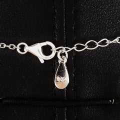 925 STERLING SILVER NECKLACE WITH EKG HEARTBEAT AND CRYSTAL LOVE-HEART PENDANT.
