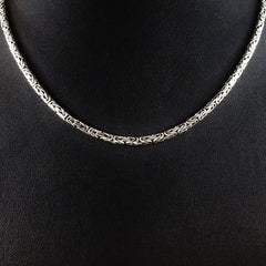 MEN'S 51 CM GENUINE SOLID STERLING SILVER ROPE LINK CHAIN NECKLACE.