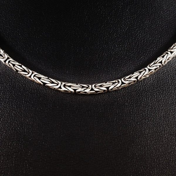 MEN'S 51 CM GENUINE SOLID STERLING SILVER ROPE LINK CHAIN NECKLACE.