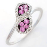 9K SOLID WHITE GOLD NATURAL 8 PINK SAPPHIRE & 38 DIAMOND RING.
