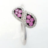 9K SOLID WHITE GOLD NATURAL 8 PINK SAPPHIRE & 38 DIAMOND RING.