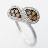 9K SOLID WHITE GOLD 8 NATURAL CHAMPAGNE DIAMOND & 38 WHITE DIAMOND RING.