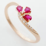 9K SOLID ROSE GOLD 0.20CT NATURAL RUBY CLUSTER RING WITH 8 DIAMONDS.
