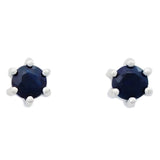 9K SOLID WHITE GOLD 0.30CT NATURAL SAPPHIRE CLASSIC STUD EARRINGS.