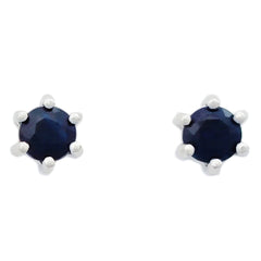 9K SOLID WHITE GOLD 0.30CT NATURAL SAPPHIRE CLASSIC STUD EARRINGS.