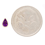 9K SOLID GOLD 0.40CT NATURAL PURPLE AMETHYST TEARDROP STUD EARRINGS.