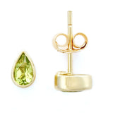 9K SOLID GOLD 0.40CT NATURAL PERIDOT TEARDROP STUD EARRINGS.