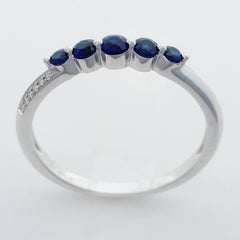 9K SOLID WHITE GOLD 0.30CT NATURAL AUSTRALIAN SAPPHIRE RING WITH 12 DIAMONDS.