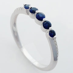 9K SOLID WHITE GOLD 0.30CT NATURAL AUSTRALIAN SAPPHIRE RING WITH 12 DIAMONDS.